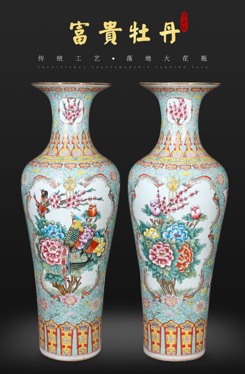 Antique hand - made jingdezhen ceramics powder enamel vase of large sitting room porch TV ark adornment furnishing articles