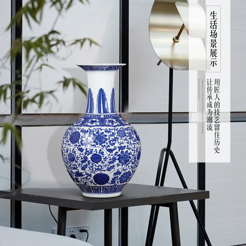 Large antique Chinese blue and white porcelain vase home sitting room ark of jingdezhen ceramics flower adornment furnishing articles
