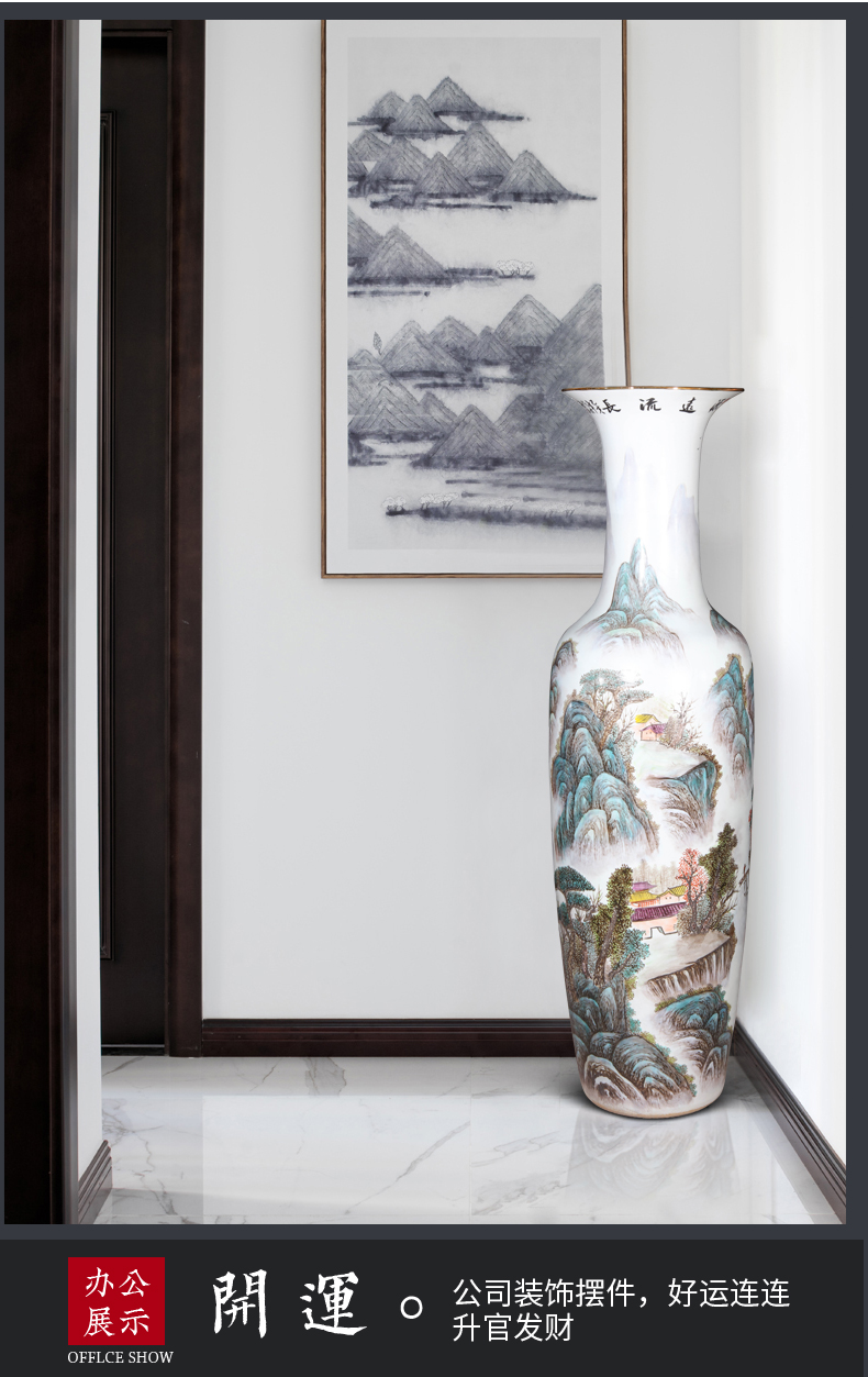 Jingdezhen ceramics hand - made pastel landscapes of large vases, new Chinese style furnishing articles version into TV ark