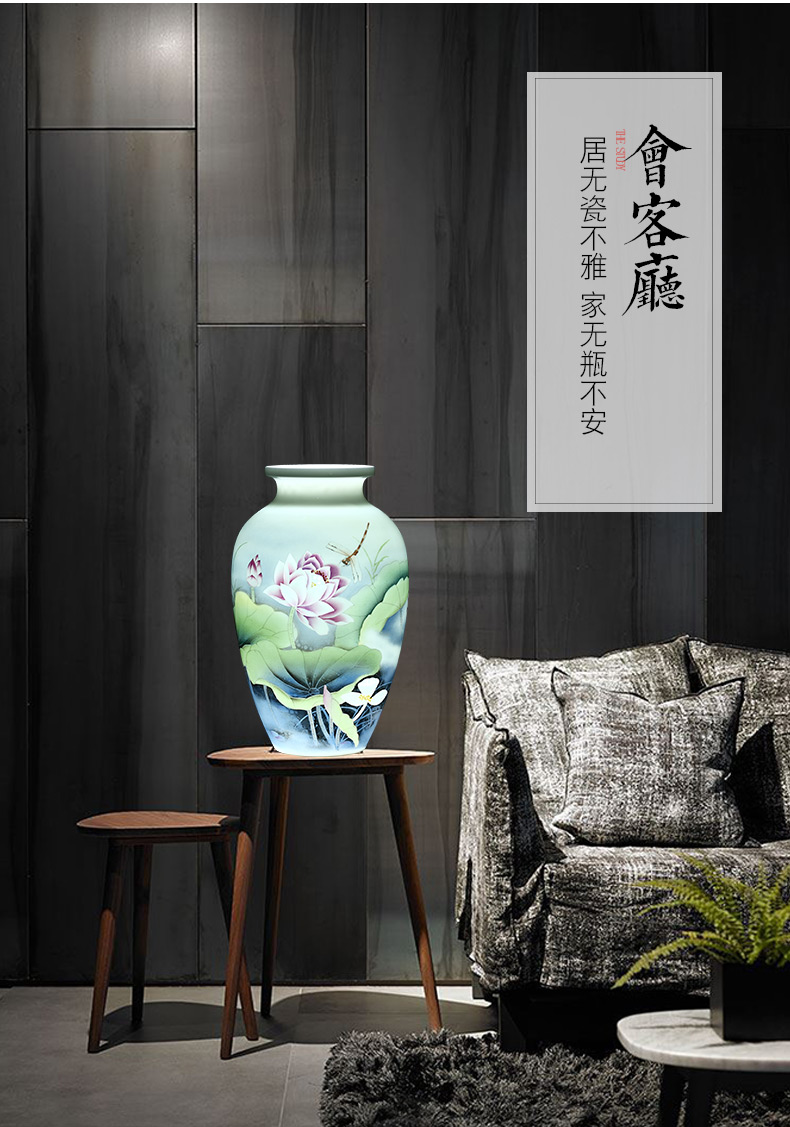 Jingdezhen ceramics vase furnishing articles flower arranging famous hand - made of office decoration of Chinese style household living room