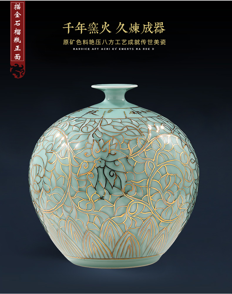 Jingdezhen ceramics by hand shadow see big blue glaze vase sitting room decoration of Chinese style office furnishing articles