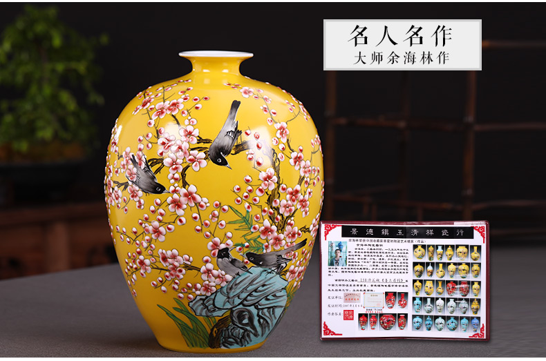 The Master of jingdezhen ceramics hand - made enamel vase flower arranging, new Chinese style living room TV ark adornment furnishing articles