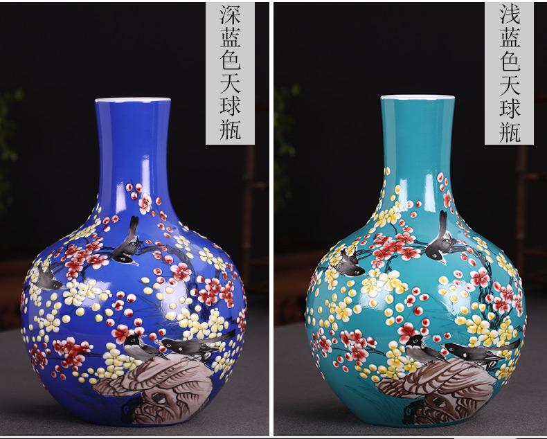 The Master of jingdezhen ceramics hand - made enamel vase flower arranging, new Chinese style living room TV ark adornment furnishing articles