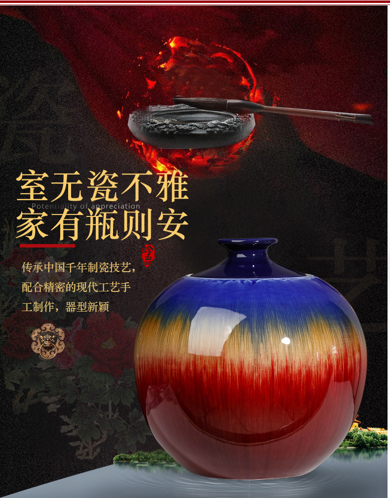 Furnishing articles of jingdezhen ceramics up with ruby red storage tank porcelain jar with cover large tea meters oil jar ornaments