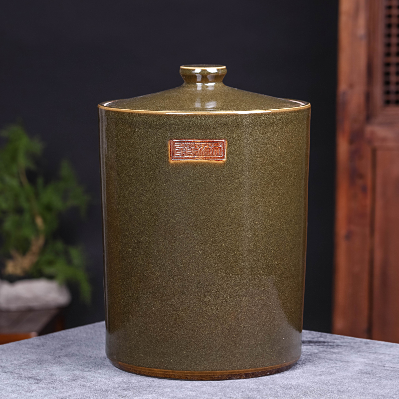 Jingdezhen ceramic barrel with cover home 20 jins 40 kg pack insect - resistant seal oil cylinder tank rice storage tank