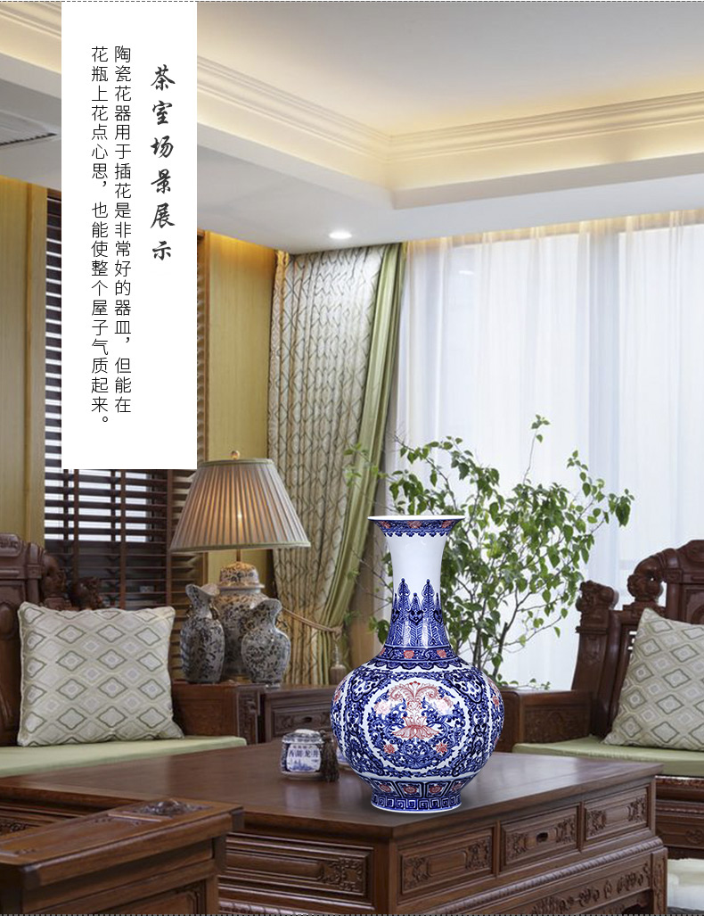 Jingdezhen ceramics imitation qianlong hand - made archaize blue and white porcelain vases, flower arranging new Chinese style living room decorations furnishing articles