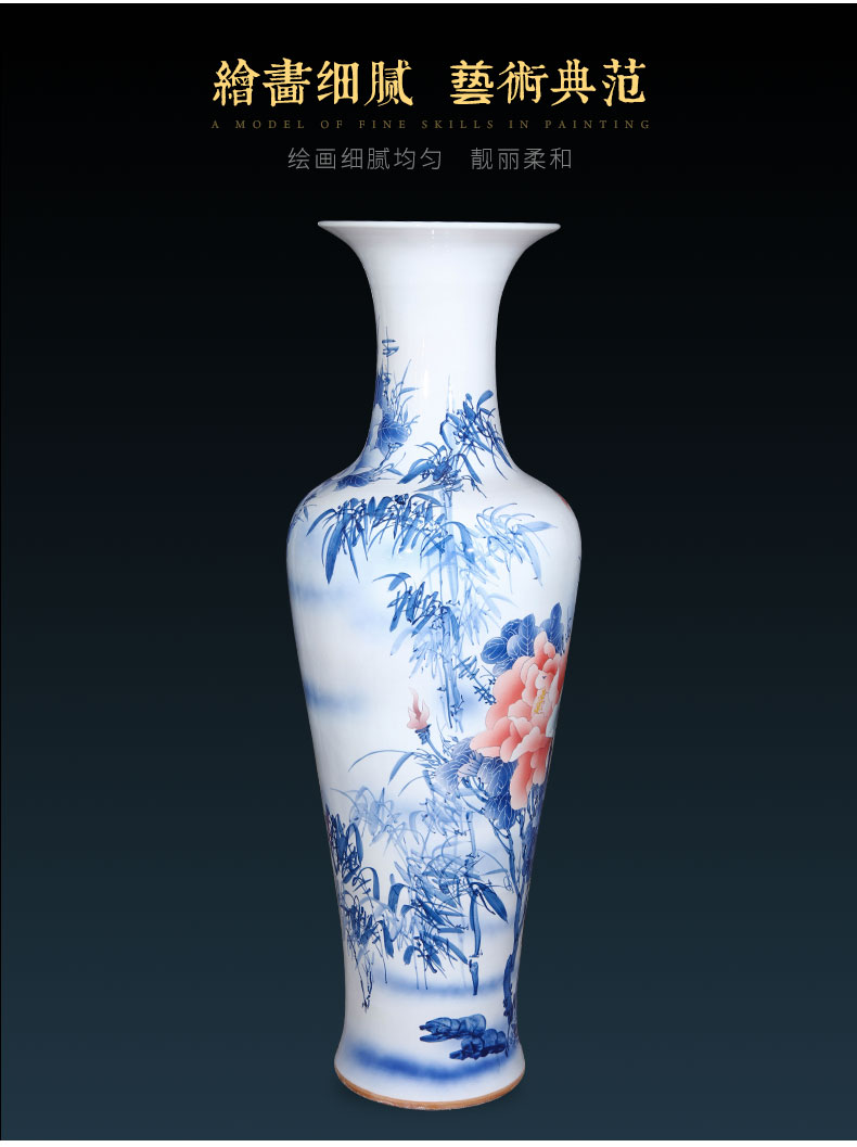 Jingdezhen ceramics hand - made large blue and white porcelain vase furnishing articles sitting room be born Chinese TV ark, porch decoration