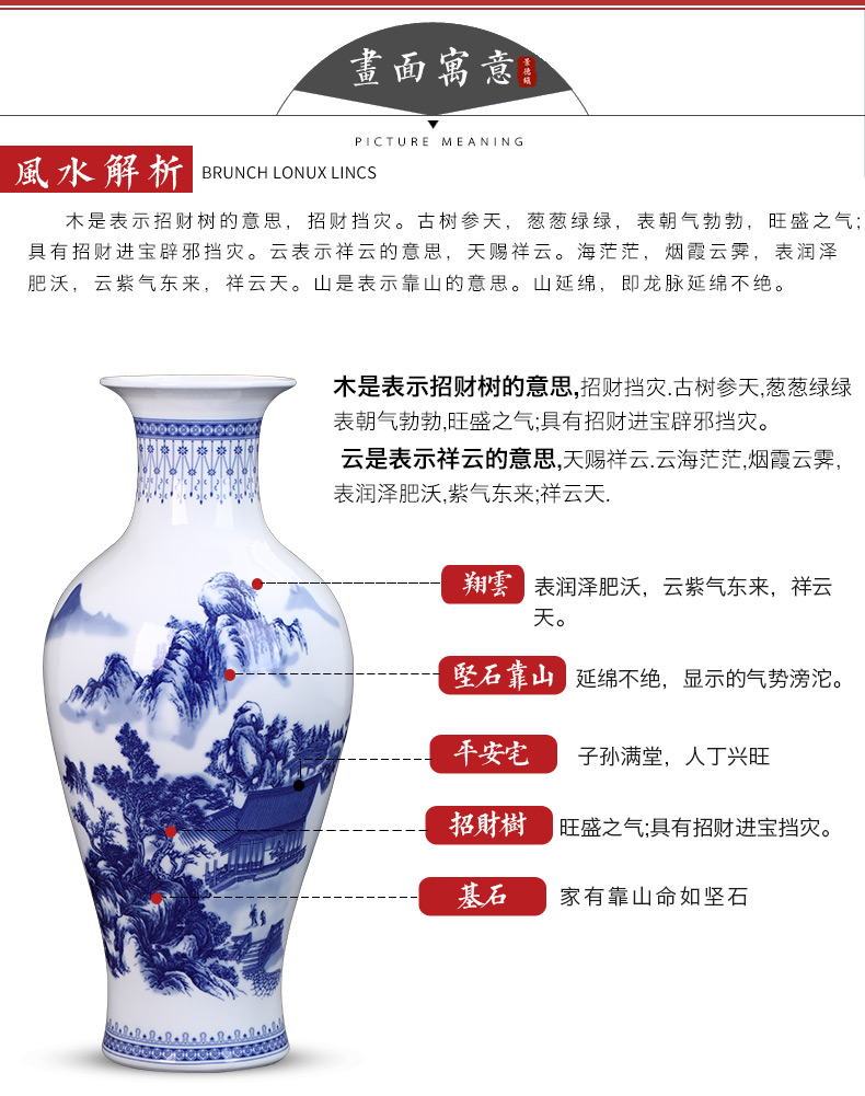 Jingdezhen ceramics antique blue and white porcelain vases, flower arrangement of new Chinese style living room TV ark, wine accessories furnishing articles