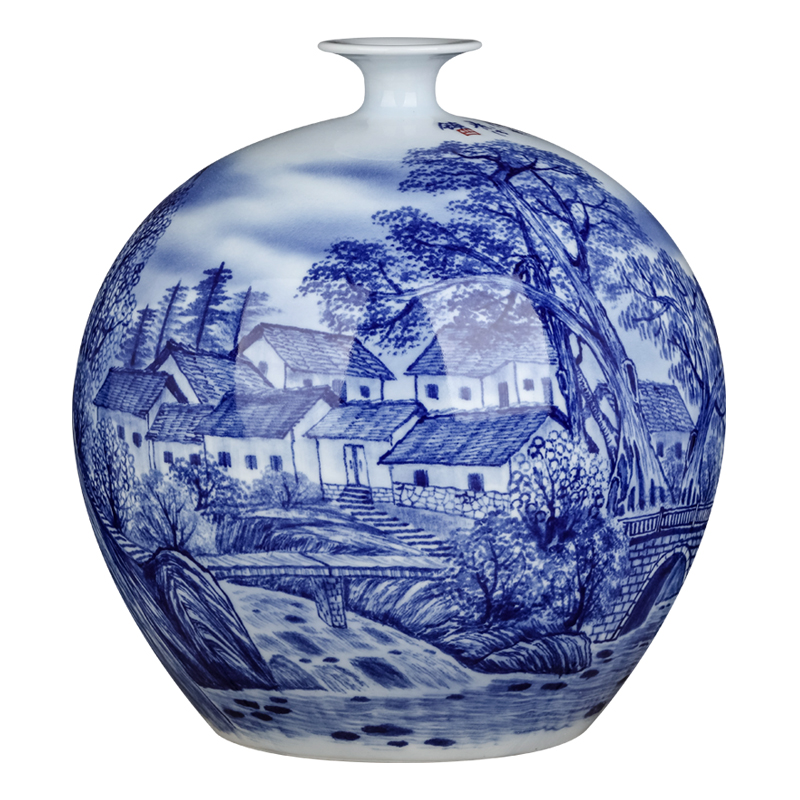 Jingdezhen ceramics famous hand - made pomegranate bottles of Chinese blue and white porcelain vase sitting room home furnishing articles