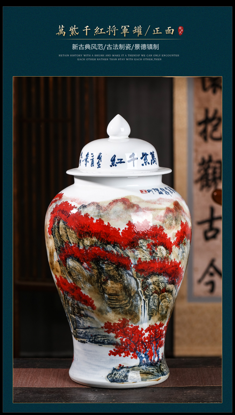 Jingdezhen ceramic masters general hand - made landing large tank storage tank Chinese TV ark adornment furnishing articles