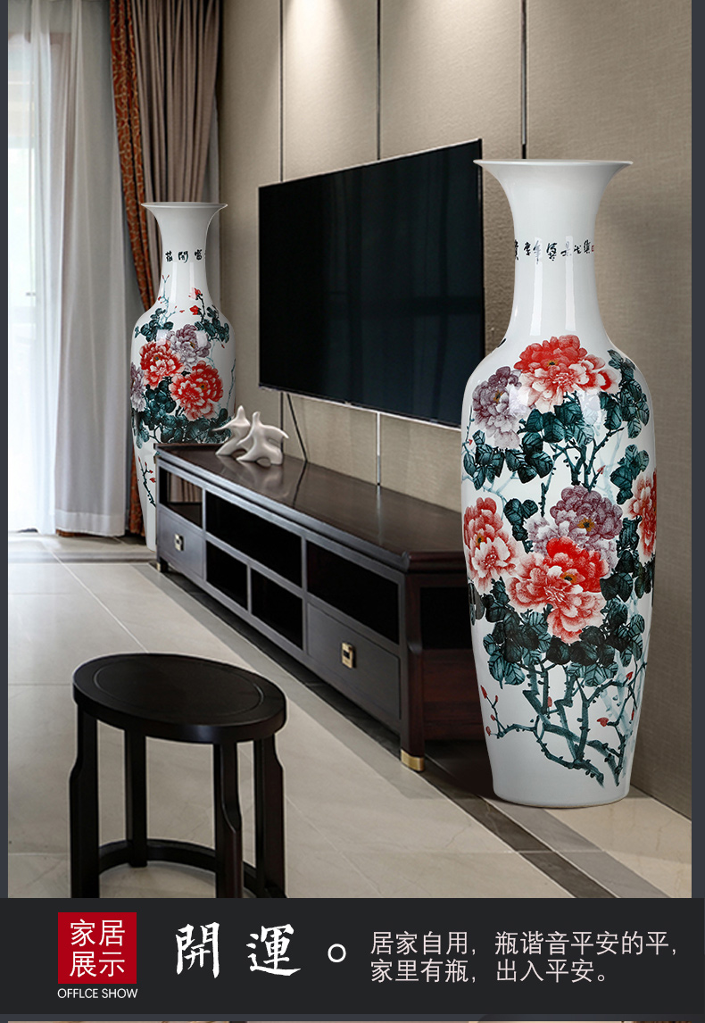 Jingdezhen ceramics hand - made rich flower of large vases, flower arrangement of Chinese style living room TV cabinet decorative furnishing articles