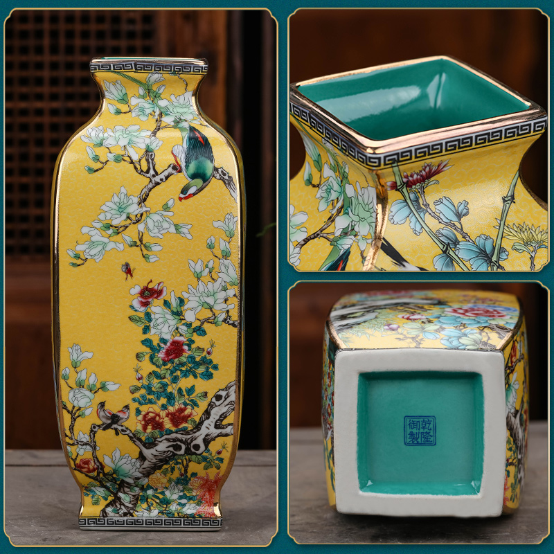 Archaize of jingdezhen ceramics colored enamel vase flower arranging furnishing articles of Chinese style classical home sitting room porch decoration