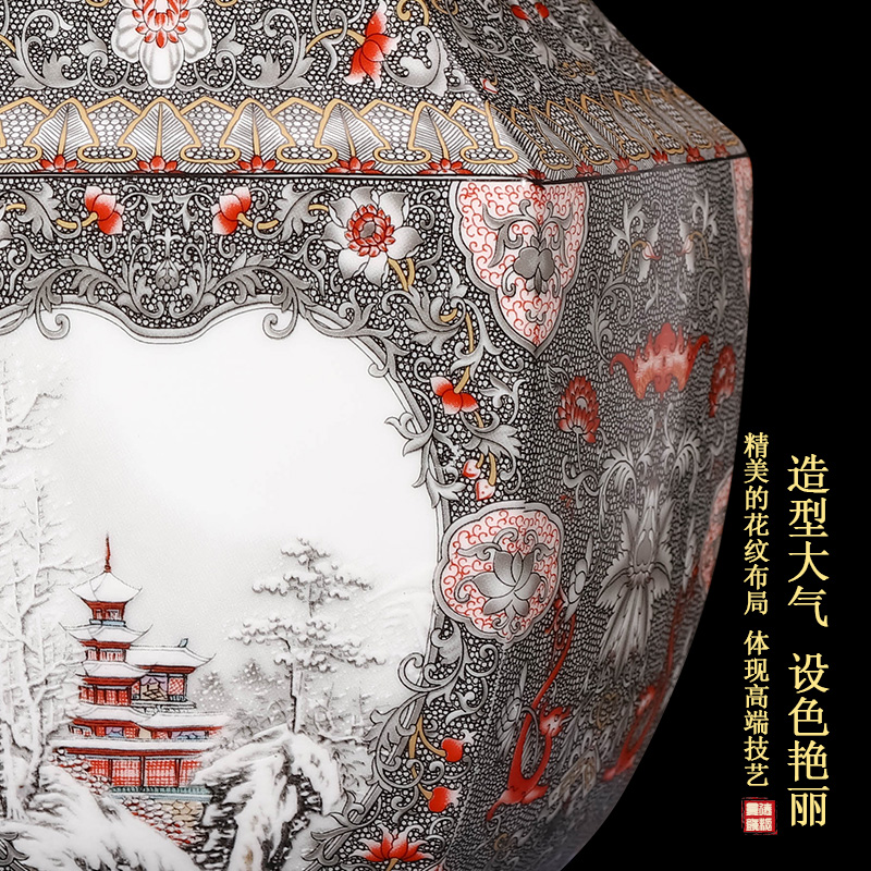 Jingdezhen ceramic floret bottle furnishing articles sitting room flower arranging rich ancient frame of Chinese style restoring ancient ways flower implement household decorative arts and crafts