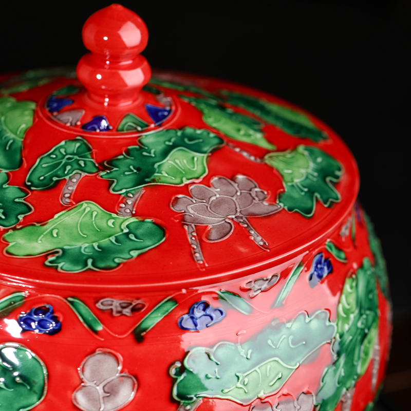 Jingdezhen ceramic checking antique carved mandarin duck storage tank caddy fixings classical household ornaments crafts