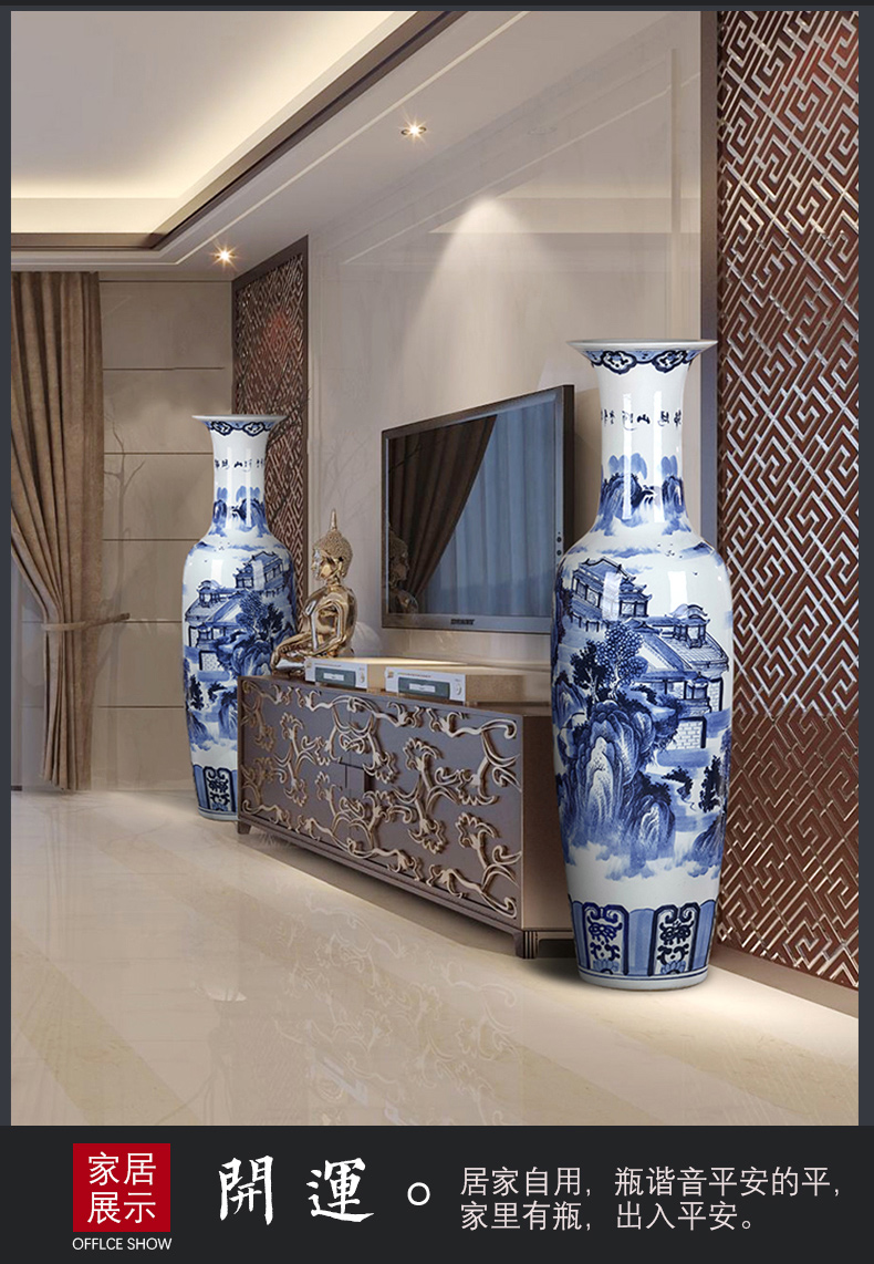 Jingdezhen ceramics hand - made of blue and white porcelain vase splendid sunvo landing big sitting room hotel large decorative furnishing articles