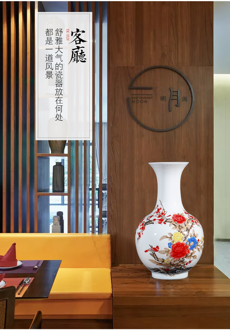 Jingdezhen ceramics powder enamel vase furnishing articles sitting room flower arrangement in modern Chinese style household decorative arts and crafts