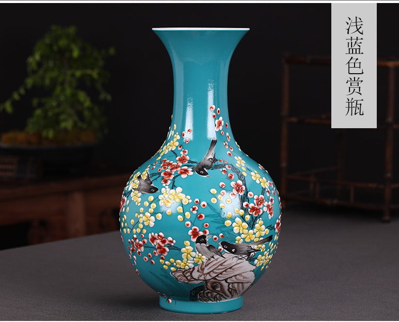 The Master of jingdezhen ceramics hand - made enamel vase flower arranging, new Chinese style living room TV ark adornment furnishing articles