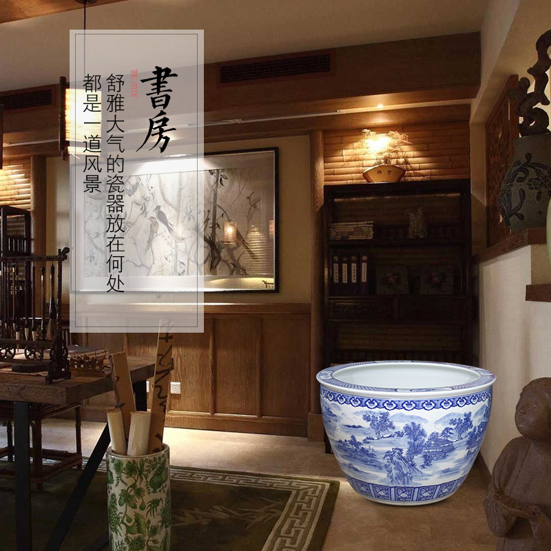 Jingdezhen ceramics hand - made porcelain basin of the ground 1 m goldfish bowl aquarium water lily oversized large living room
