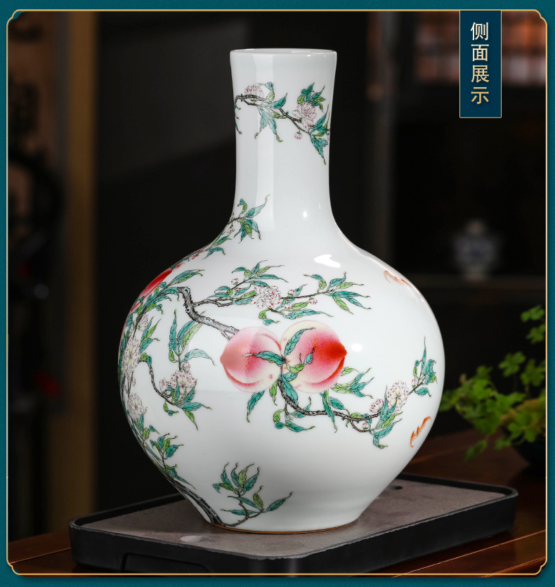 Jingdezhen ceramics hand - made archaize pastel nine peach tree vase furnishing articles rich ancient frame sitting room adornment