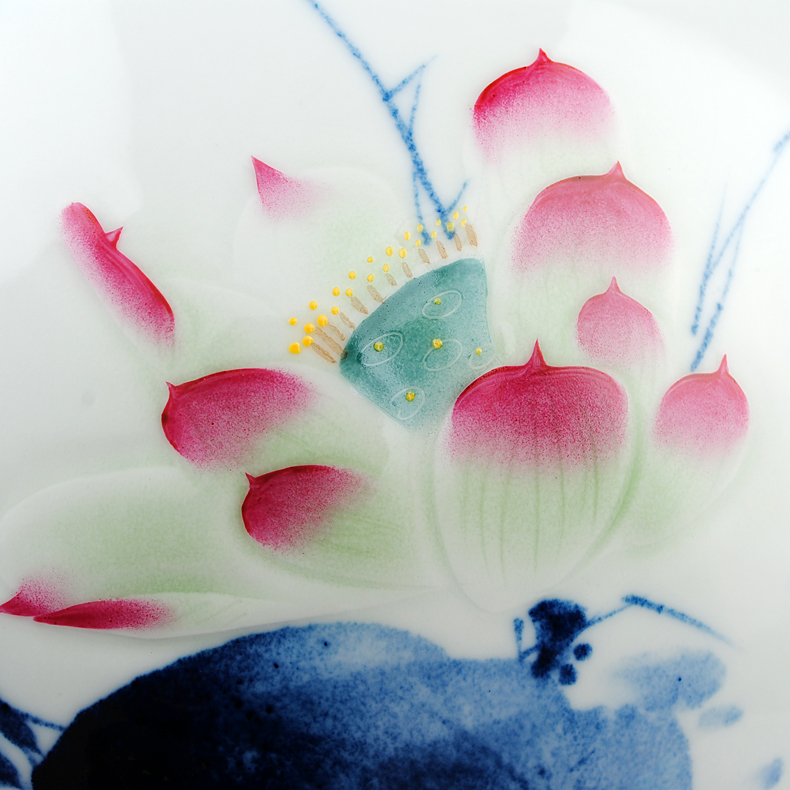 Jingdezhen porcelain ceramics celebrity virtuosi hand big vase "lotus rhyme" Chinese sitting room adornment is placed