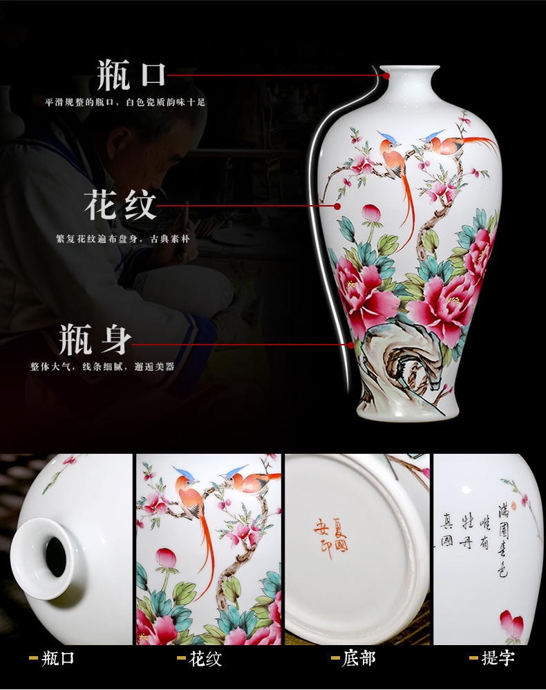 Jingdezhen ceramics by hand draw pastel spring brightness vase household adornment handicraft furnishing articles sitting room