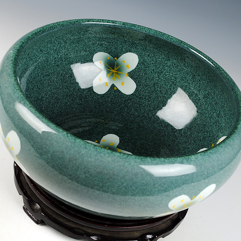 Jingdezhen ceramics blue color glaze shallow daikin aquarium tortoise cylinder refers to basin of the lotus pond lily furnishing articles