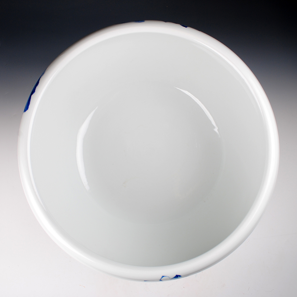 Blue and white shallow porcelain of jingdezhen ceramic goldfish bowl hand - made tortoise cylinder lotus lotus basin furnishing articles extra large