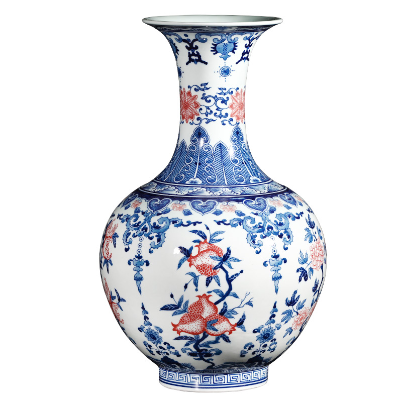 Jingdezhen ceramics hand - made archaize of new Chinese style household adornment is placed large blue and white porcelain vases, flower arrangement