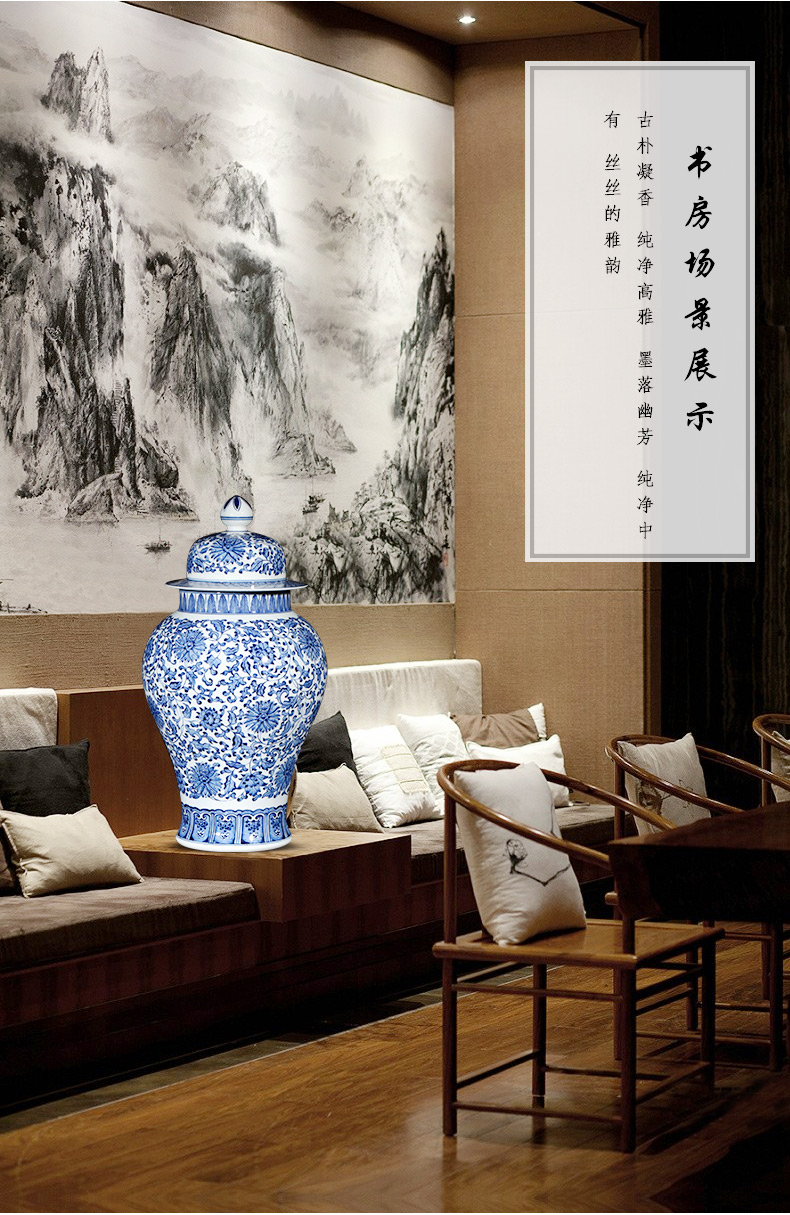 Antique blue and white porcelain of jingdezhen ceramics general tank storage tank is place of the sitting room porch decoration of the new Chinese style