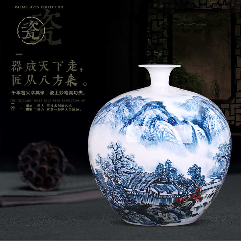 The Master of jingdezhen ceramics hand - made scenery large vases, flower arrangement of the sitting room porch decoration of the new Chinese style furnishing articles