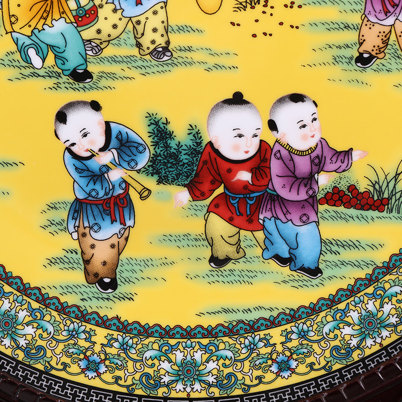 Jingdezhen ceramics 35 cm innocent tong qu hang dish decorative plate household adornment handicraft decoration parts