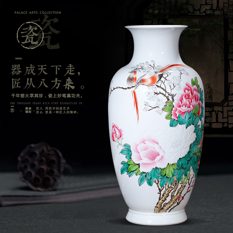 Jingdezhen ceramics master hand carved vases, flower arranging new Chinese style living room porch home furnishing articles