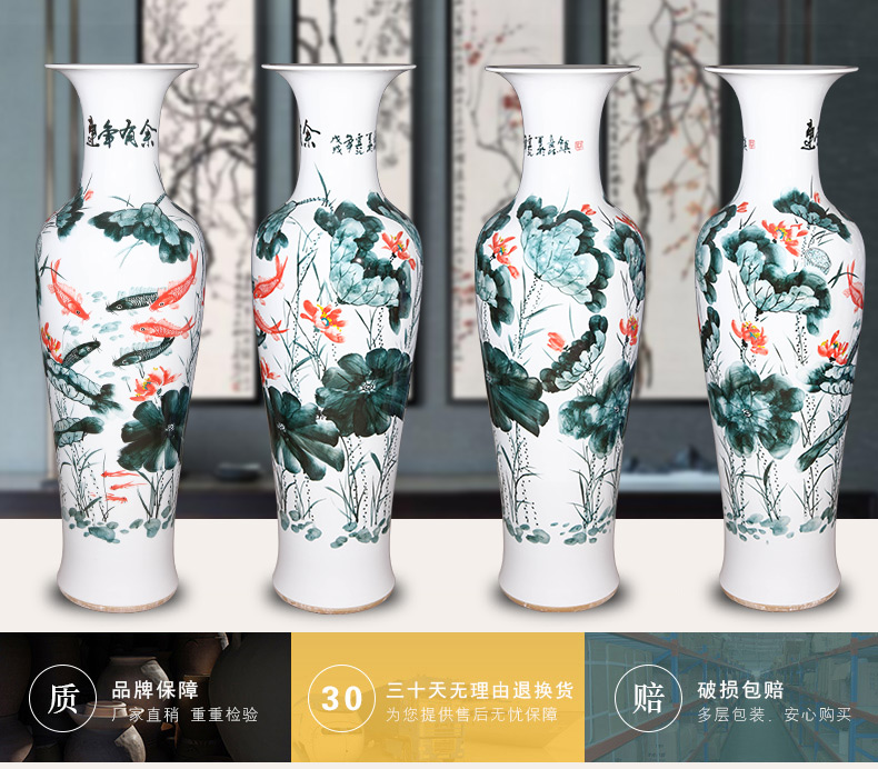 Jingdezhen ceramics hand - made landing big vase is 1.4 m Chinese style villa living room TV ark, large furnishing articles