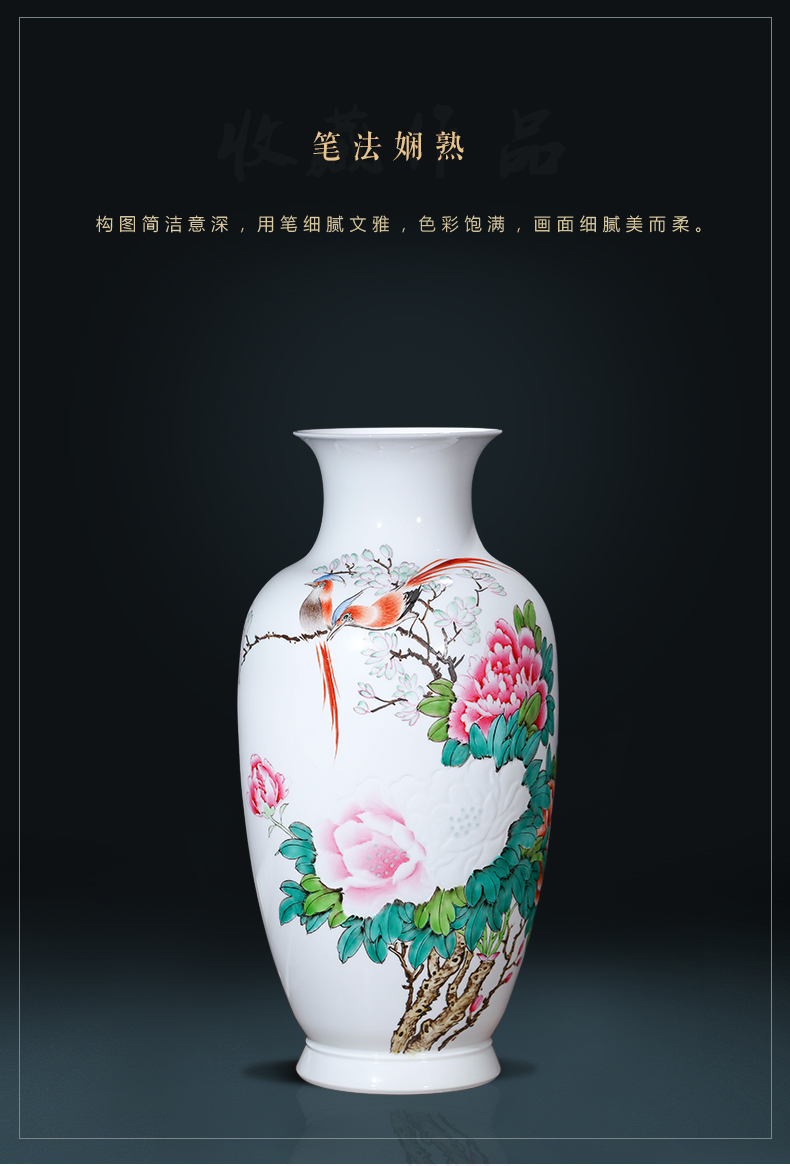 Jingdezhen ceramics master hand carved vases, flower arranging new Chinese style living room porch home furnishing articles