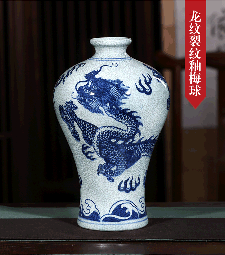 Jingdezhen ceramics archaize crack vases, flower arranging furnishing articles home decoration decoration of Chinese style restoring ancient ways is the living room