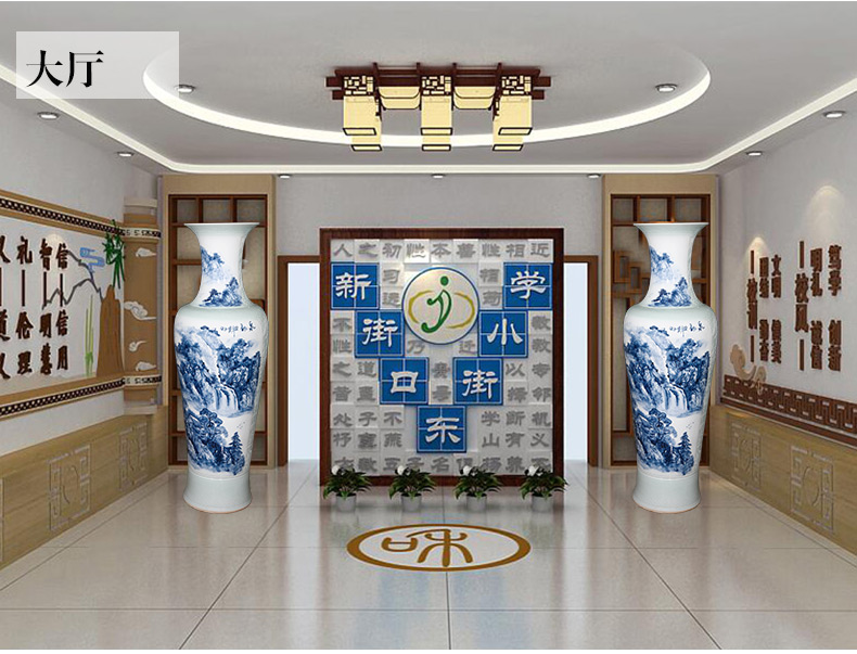 Jingdezhen ceramics hand - made its of large blue and white porcelain vase 1.4 meters 1.6 meters of new Chinese style living room furnishing articles