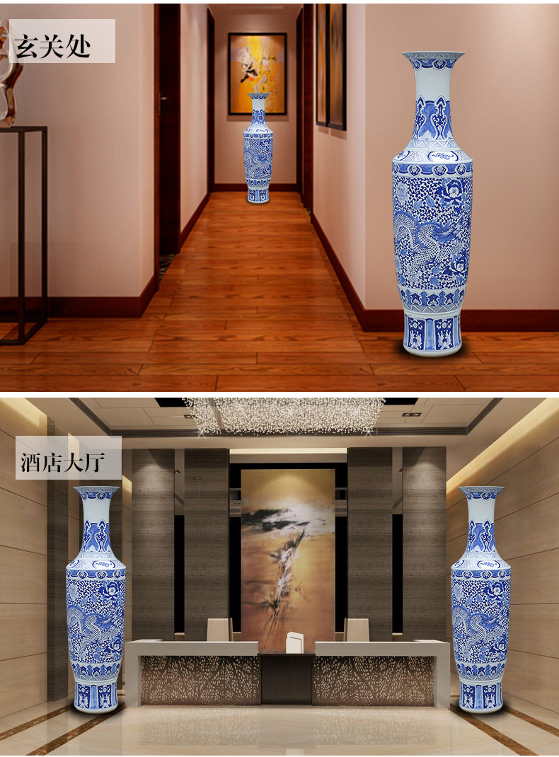 Jingdezhen blue and white "dragon playing pearl" the French antique ceramics vase Chinese style villa hotel furnishing articles