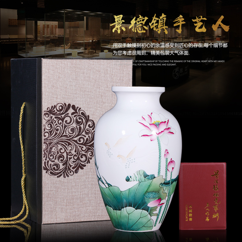 Jingdezhen ceramics hand - made vases, flower arranging furnishing articles of the new Chinese style living room TV ark, wine home decoration