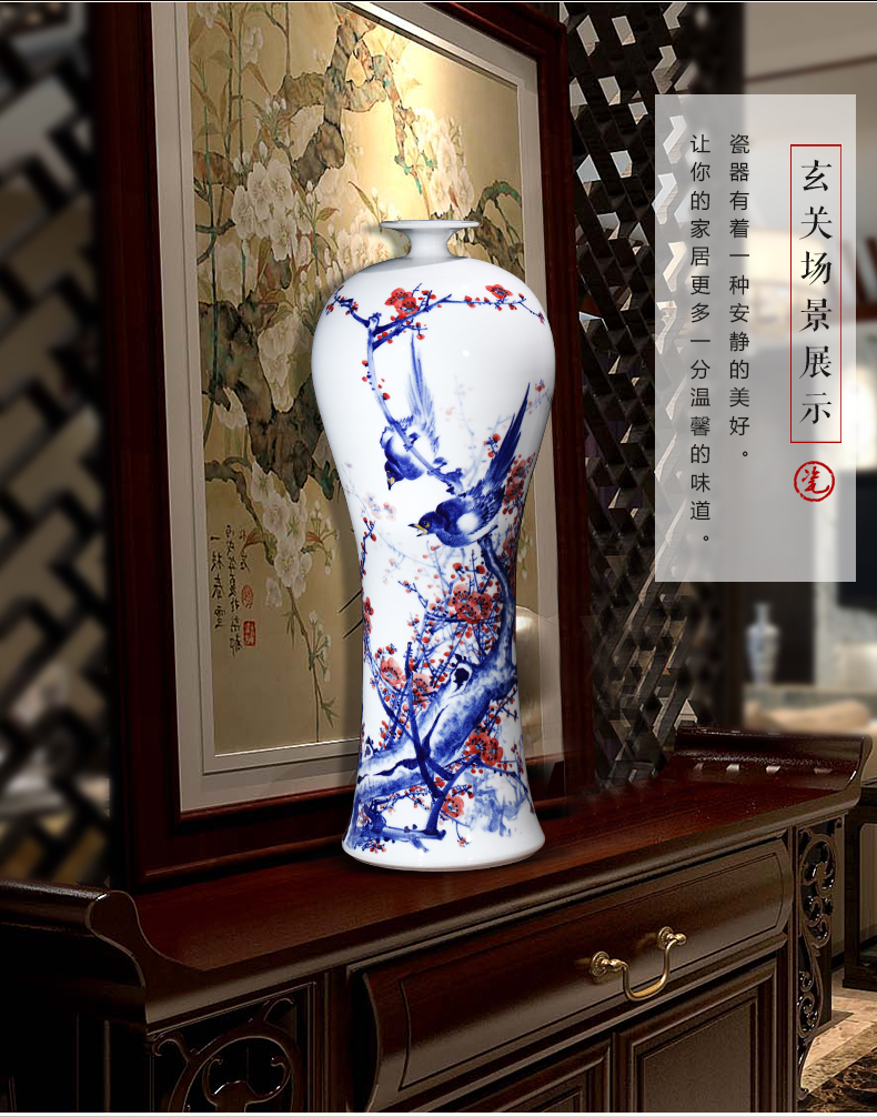 Jingdezhen ceramics beaming antique hand - made of blue and white porcelain vases, flower arrangement of new Chinese style furnishing articles large living room