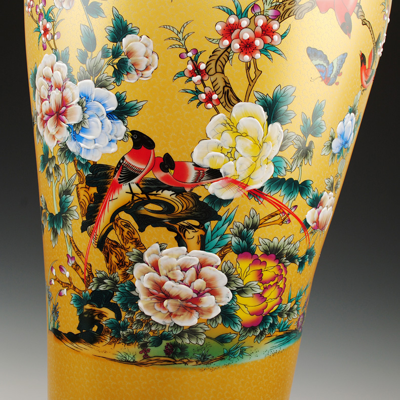 Jingdezhen ceramics European - style enamel Mosaic gold chicken 1 meter landing large vases, sitting room hotel gift taking