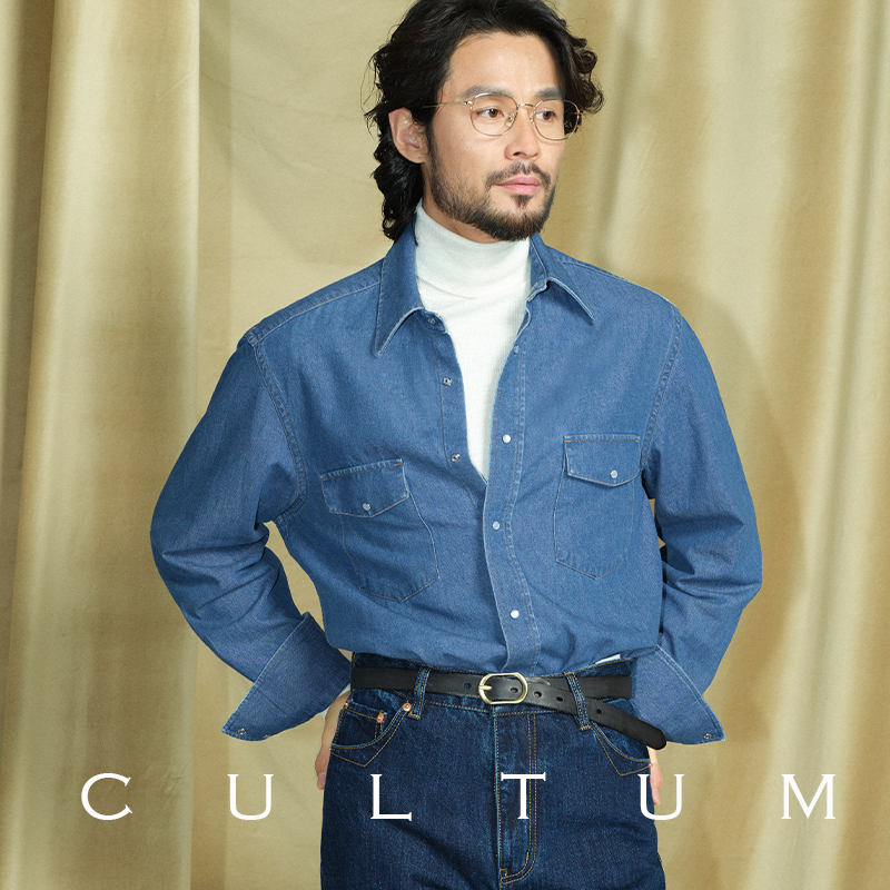 【Xinjiang Long-Staple Cotton】Cultum American Retro Pure Cotton Washed Western Denim Shirt Men's Casual Shirt
