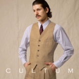[100% французский лен] CULTUM открытый рисунок весна-лето 1930-х годов универсальный костюм-жилет мужской деловой повседневный