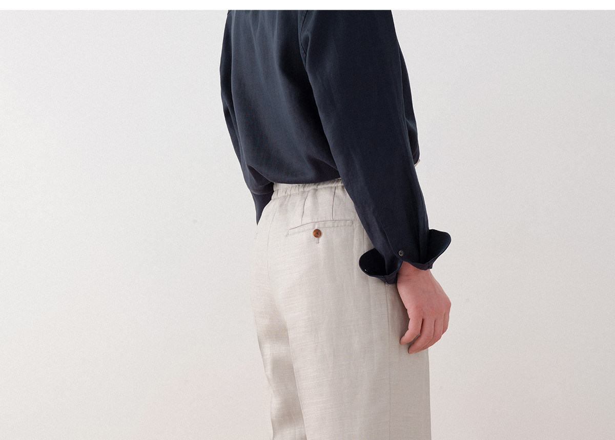 Ленивое расслабление воздухопроницаемый лен натуральный шелк Cultum Minimalist Old Qianfeng драпировка шнурок брюки мужской 