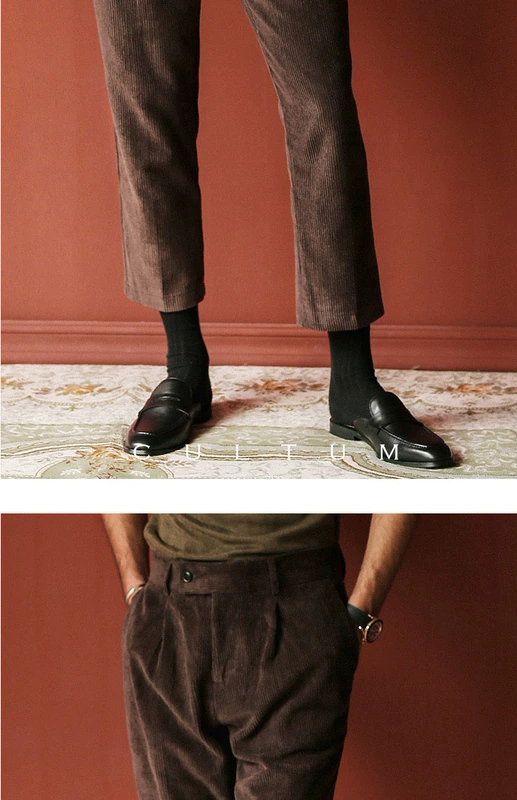 Len đa năng hiện đại retro Anh vải nhung phù hợp với quần nam quý ông cashmere mỏng kinh doanh quần âu đồ vest nam