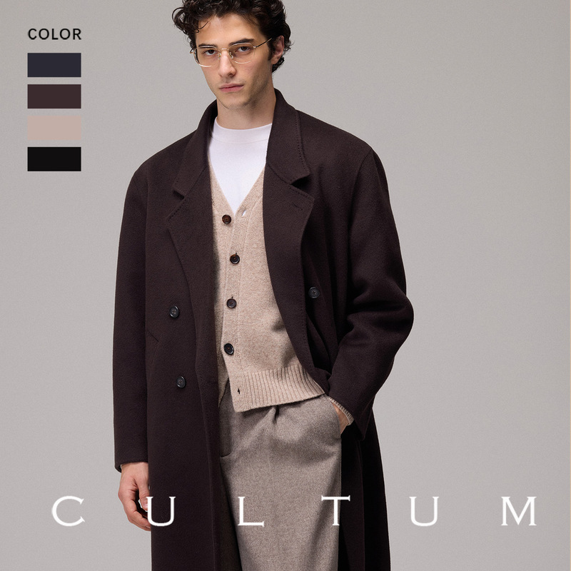 【100% Sheep Wool】Cultum Autumn/Winter Long Wool Double-Sided Coat with Notch Lapel and Double Breasted, Unisex Style 【100% Sheep Wool】Cultum Autumn/Winter Long Wool Double-Sided Coat with Notch Lapel and Double Breasted, Unisex Style