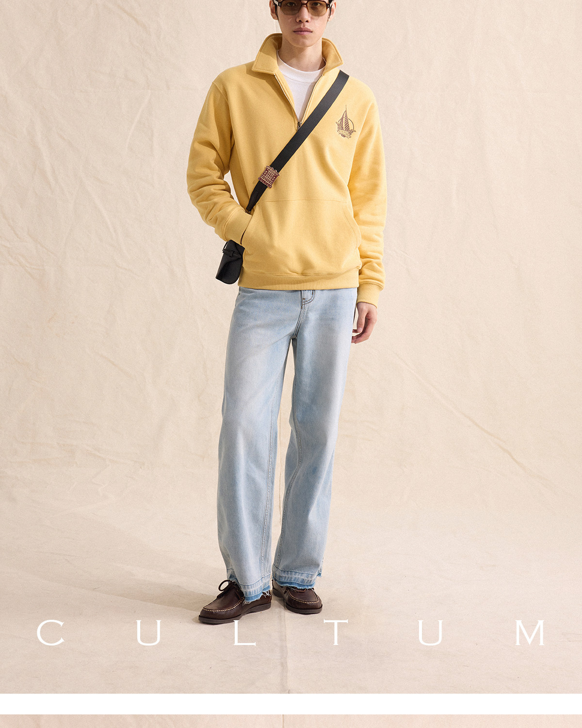 CULTUM Half-Zip Embroidered Loose Sweatshirt