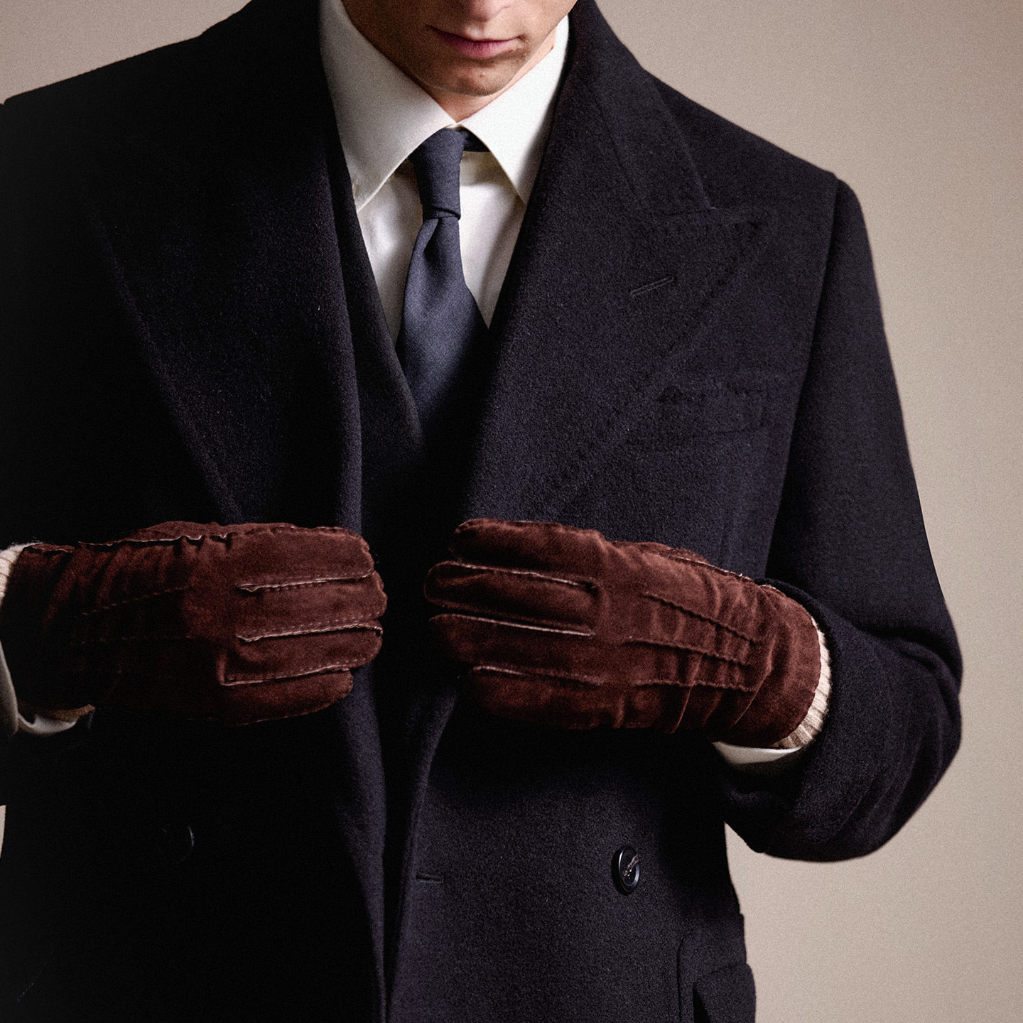 CULTUM Beaded Edge Leather Fingerless Gloves