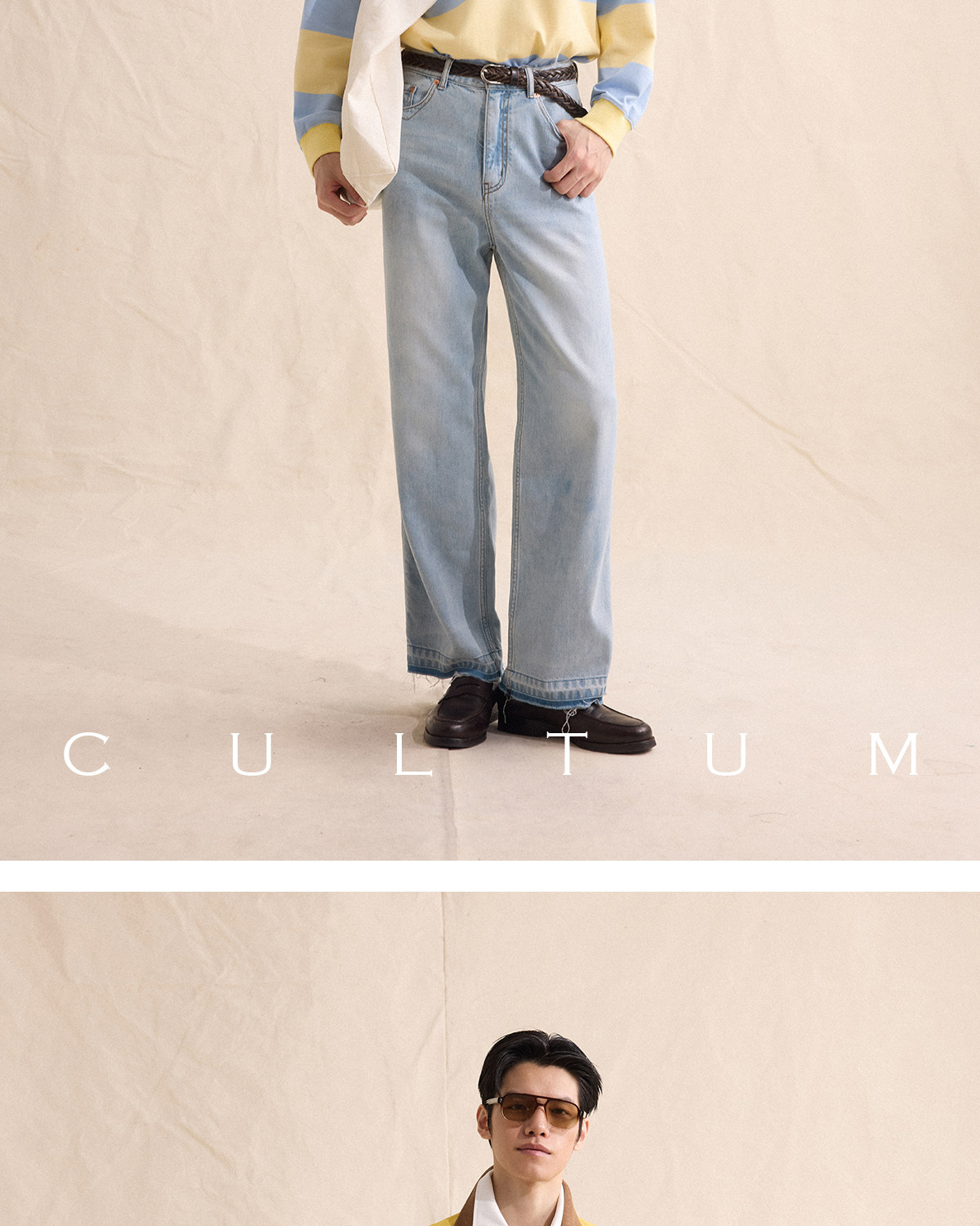 CULTUM Navy Striped Half-Placket Polo