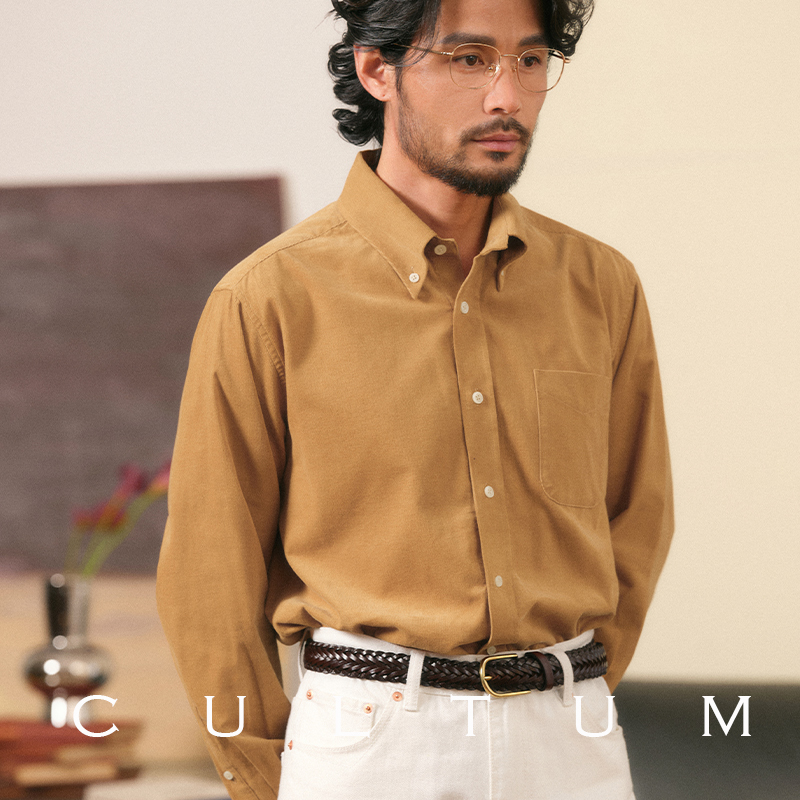 【Pure Cotton Corduroy】Cultum Button-Down Long Sleeve Shirt Men's Casual Loose Vintage Ivy Style Shirt
