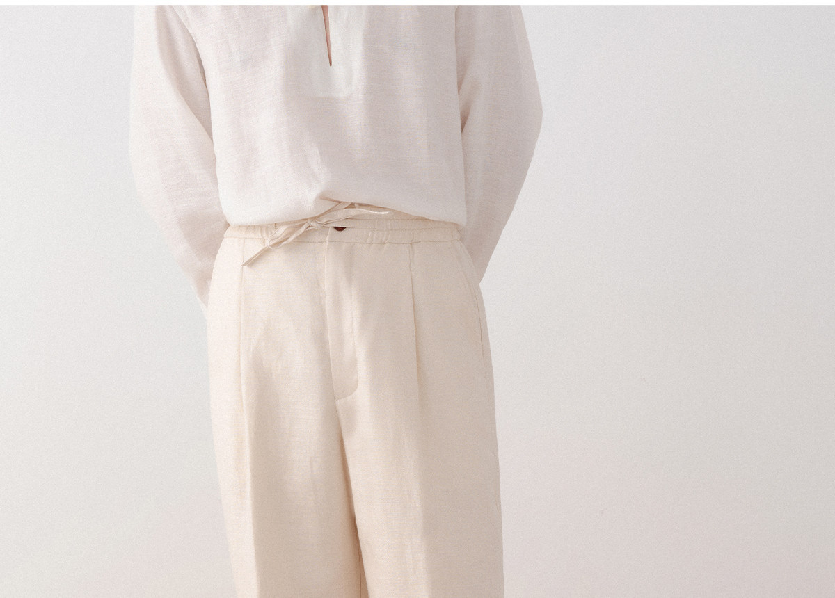 Ленивое расслабление воздухопроницаемый лен натуральный шелк Cultum Minimalist Old Qianfeng драпировка шнурок брюки мужской 